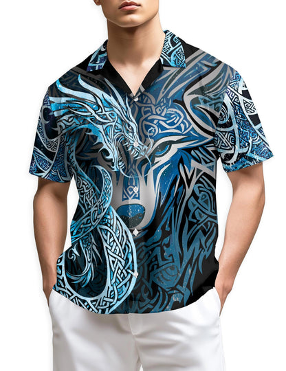 Azhawaiian Fenrir Blue Hawaiian Shirt for Men