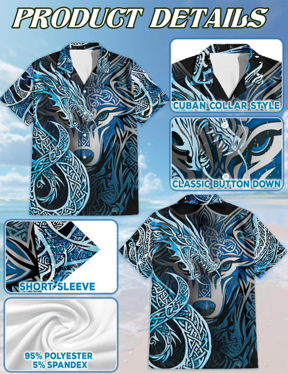 Fenrir Blue Hawaiian Shirt for Men, Button Down Aloha Shirt - Azhawaiian