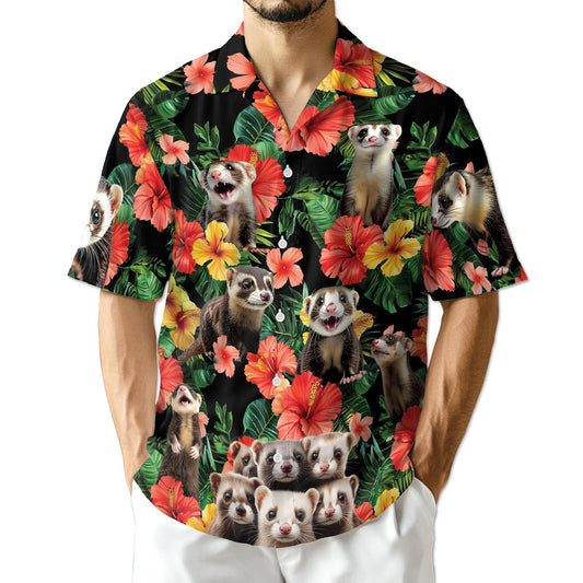 Azhawaiian Ferrets Tropical Summer Hawaiian Shirt for Men