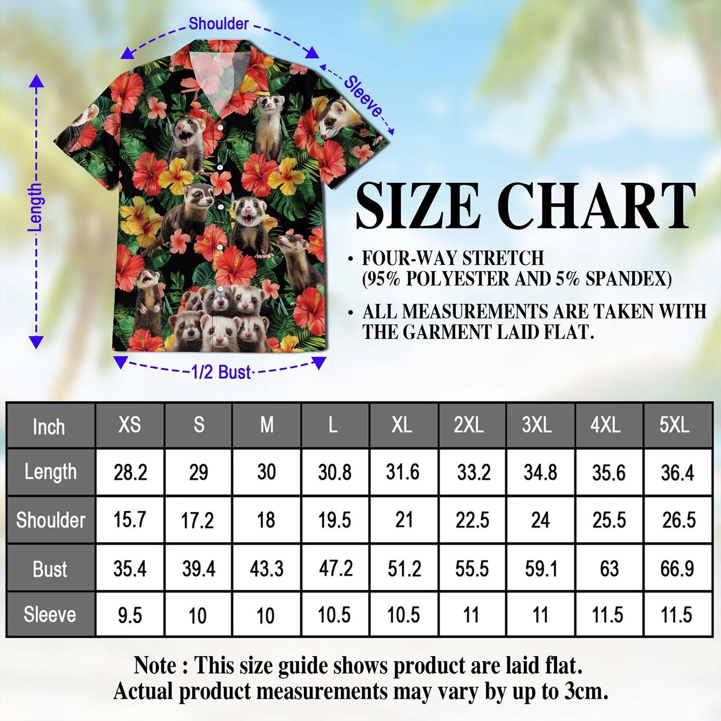 Ferrets Tropical Summer Hawaiian Shirt for Men, Button Down Aloha Shirt - Azhawaiian