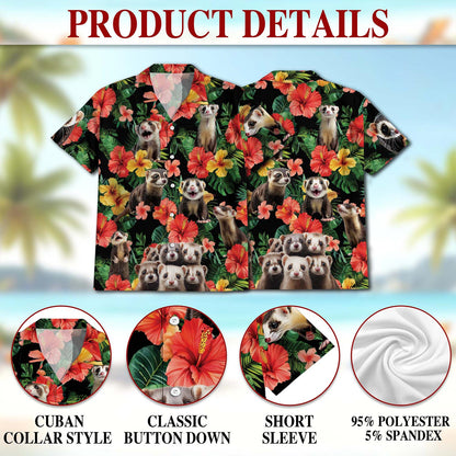 Ferrets Tropical Summer Hawaiian Shirt for Men, Button Down Aloha Shirt - Azhawaiian