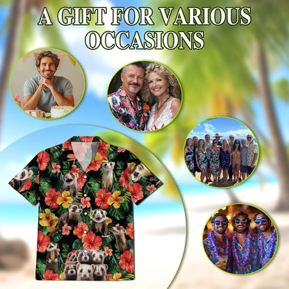 Ferrets Tropical Summer Hawaiian Shirt for Men, Button Down Aloha Shirt - Azhawaiian