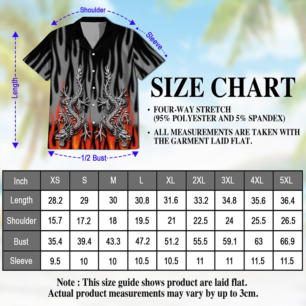 Fire Dragon Hawaiian Shirt for Men, Button Down Aloha Shirt - Azhawaiian