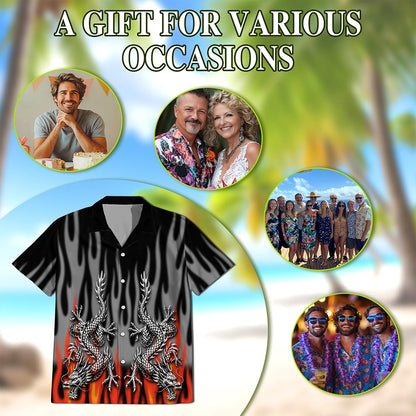 Fire Dragon Hawaiian Shirt for Men, Button Down Aloha Shirt - Azhawaiian