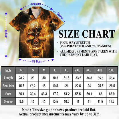 Fire Ghost Cool Black Hawaiian Shirt for Men, Button Down Aloha Shirt - Azhawaiian