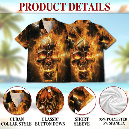 Fire Ghost Cool Black Hawaiian Shirt for Men, Button Down Aloha Shirt - Azhawaiian