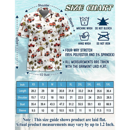 Fire Truck Firefighter Hawaiian Shirt for Men, Button Down Aloha Shirt - Azhawaiian