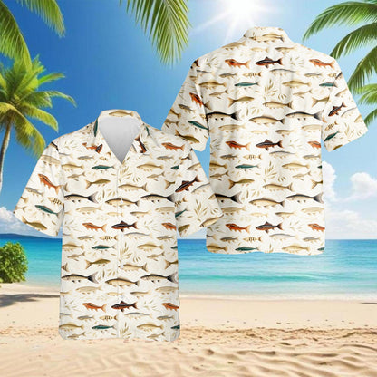 Fish Pattern Hawaiian Shirt for Men, Button Down Aloha Shirt - Azhawaiian