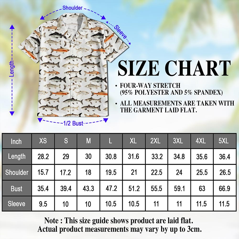 Fish Pattern Hawaiian Shirt for Men, Button Down Aloha Shirt - Azhawaiian