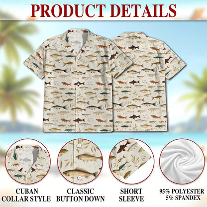 Fish Pattern Hawaiian Shirt for Men, Button Down Aloha Shirt - Azhawaiian