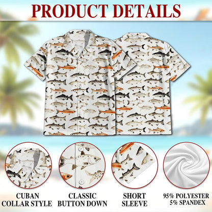 Fish Pattern Hawaiian Shirt for Men, Button Down Aloha Shirt - Azhawaiian