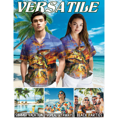 Fishing At Sunset Hawaiian Shirt for Men, Button Down Aloha Shirt - Azhawaiian