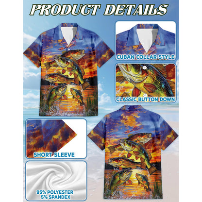 Fishing At Sunset Hawaiian Shirt for Men, Button Down Aloha Shirt - Azhawaiian