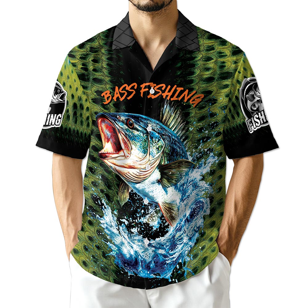 Azhawaiian Fishing Bass Hawaiian Shirt for Men