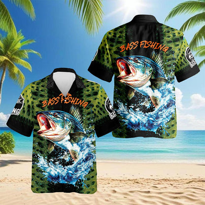 Fishing Bass Hawaiian Shirt for Men, Button Down Aloha Shirt - Azhawaiian