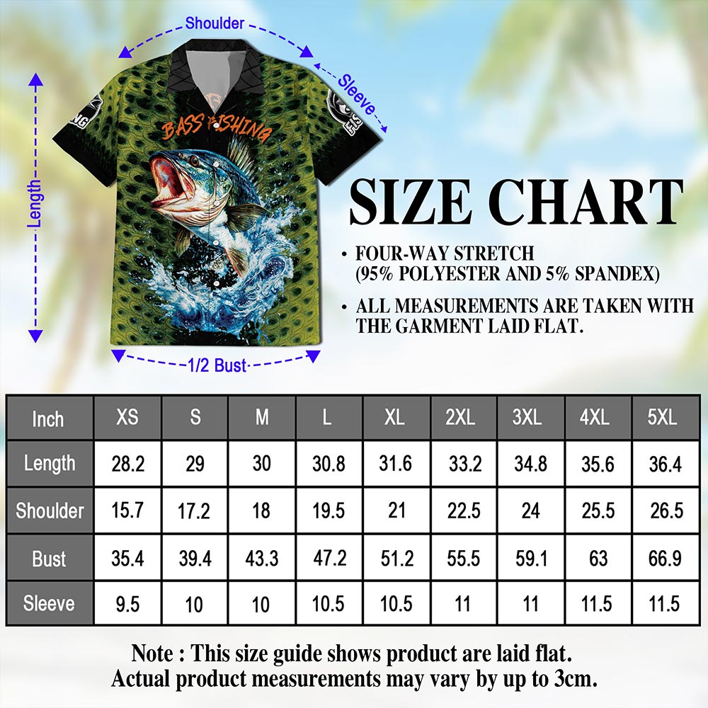 Fishing Bass Hawaiian Shirt for Men, Button Down Aloha Shirt - Azhawaiian