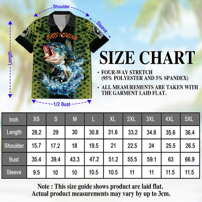 Fishing Bass Hawaiian Shirt for Men, Button Down Aloha Shirt - Azhawaiian
