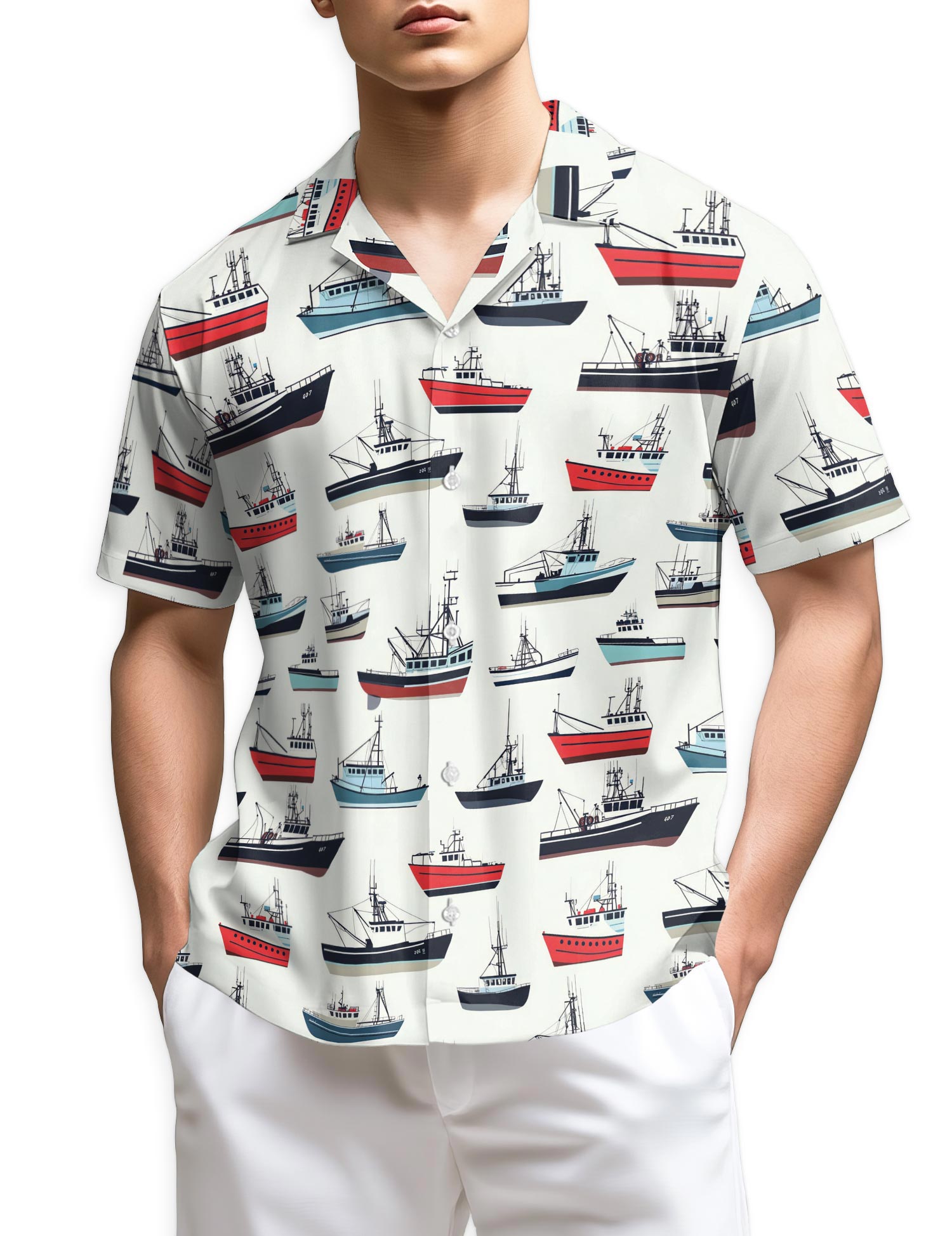 Azhawaiian Fishing Boat Hawaiian Shirt for Men