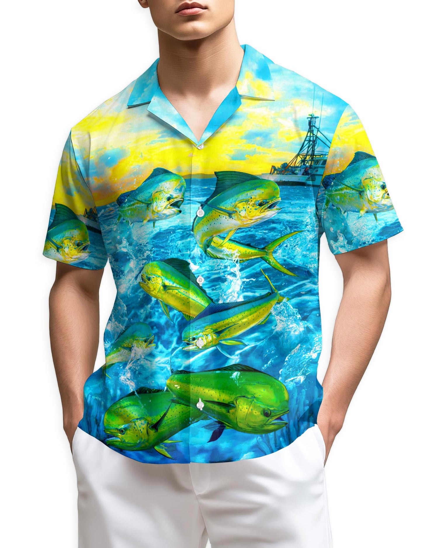 Azhawaiian Fishing Mahi-mahi Hawaiian Shirt for Men