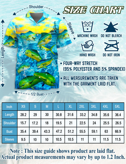 Fishing Mahi-mahi Hawaiian Shirt for Men, Button Down Aloha Shirt - Azhawaiian