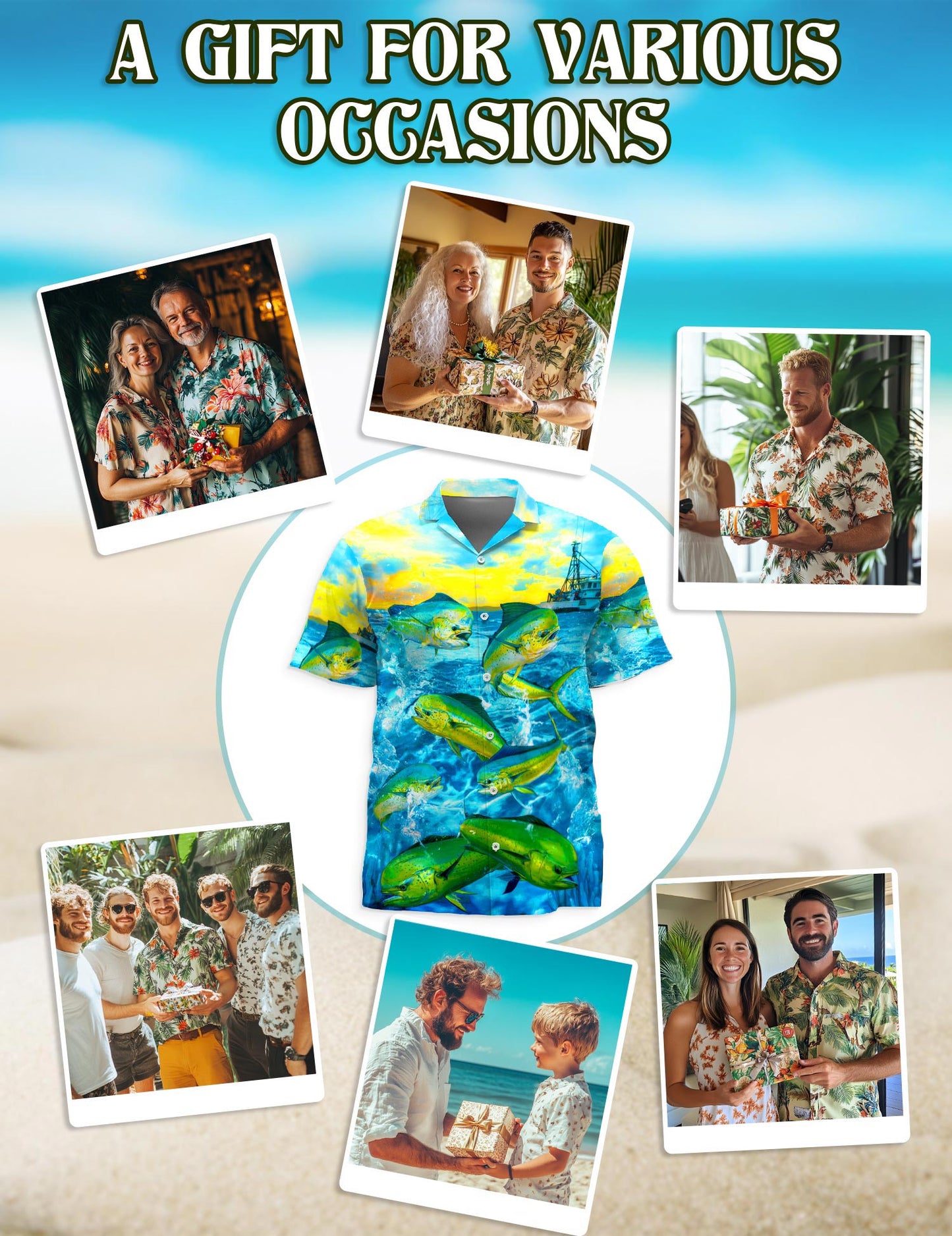Fishing Mahi-mahi Hawaiian Shirt for Men, Button Down Aloha Shirt - Azhawaiian