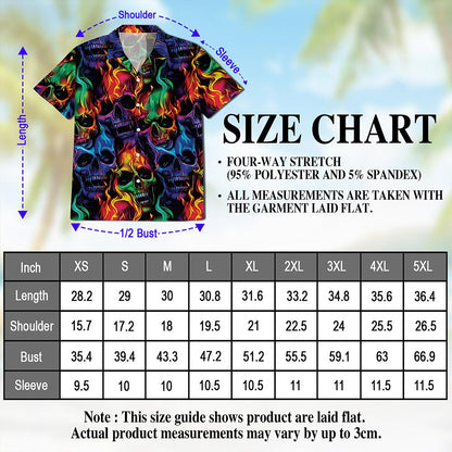 Flame Skull Hawaiian Aloha Shirt for Men Hawaiian Shirt for Men, Button Down Aloha Shirt - Azhawaiian