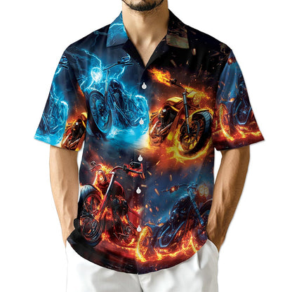 Azhawaiian Flaming Motorcycle Hawaiian Shirt for Men