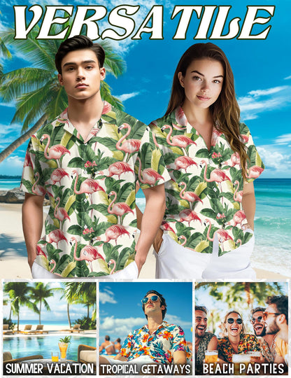 Flamingo Hawaiian Shirt for Men, Button Down Aloha Shirt - Azhawaiian