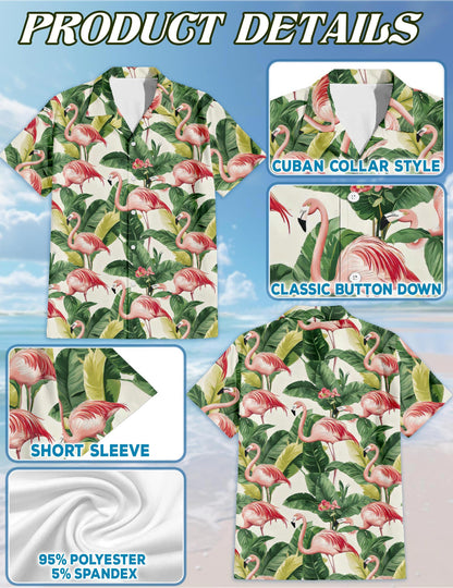 Flamingo Hawaiian Shirt for Men, Button Down Aloha Shirt - Azhawaiian