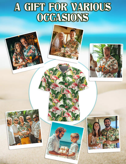 Flamingo Hawaiian Shirt for Men, Button Down Aloha Shirt - Azhawaiian