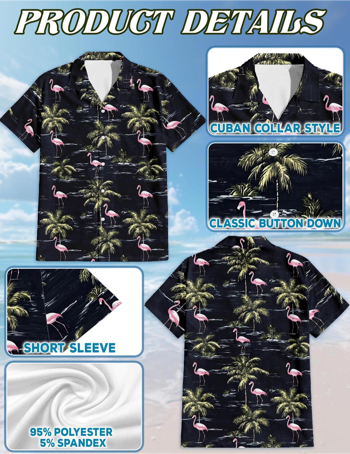 Flamingo Island Hawaiian Shirt for Men, Button Down Aloha Shirt - Azhawaiian