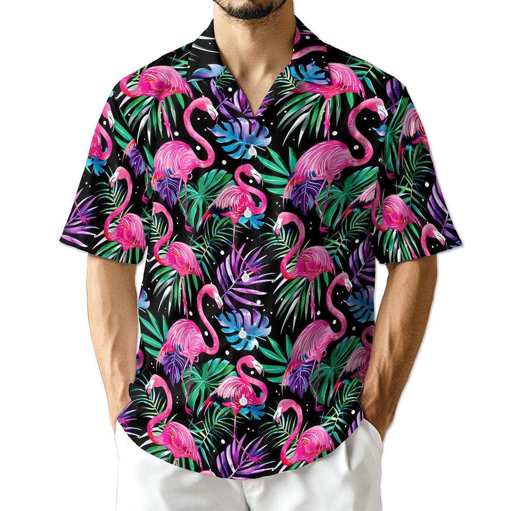 Azhawaiian Flamingo Leaf Hawaiian Shirt for Men