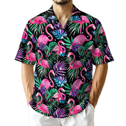 Azhawaiian Flamingo Leaf Hawaiian Shirt for Men