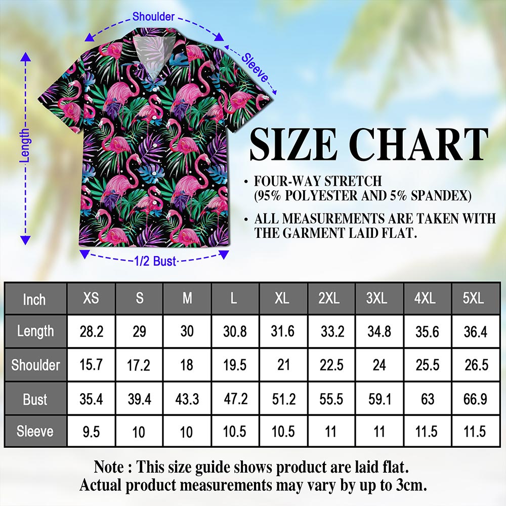 Flamingo Leaf Hawaiian Shirt for Men, Button Down Aloha Shirt - Azhawaiian