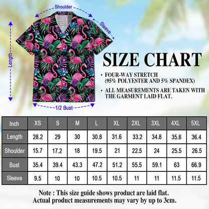 Flamingo Leaf Hawaiian Shirt for Men, Button Down Aloha Shirt - Azhawaiian