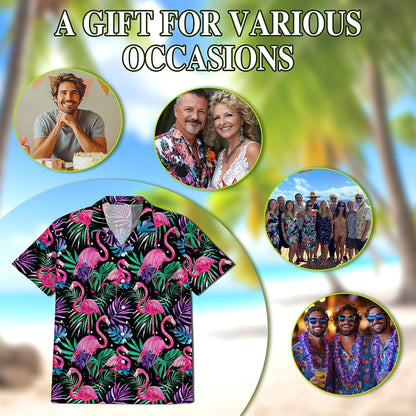 Flamingo Leaf Hawaiian Shirt for Men, Button Down Aloha Shirt - Azhawaiian