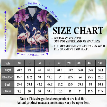 Flamingo Night Hawaiian Shirt for Men, Button Down Aloha Shirt - Azhawaiian