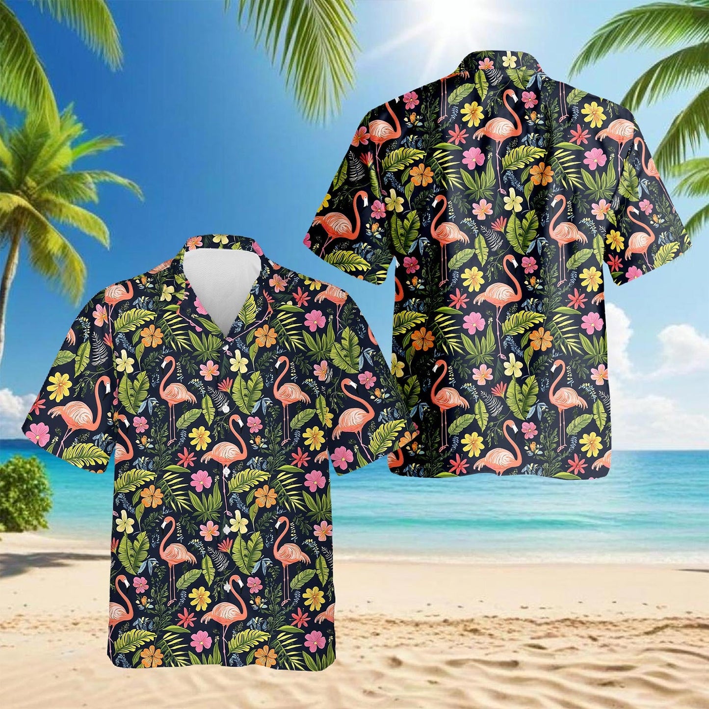 Flamingo Retreat Hawaiian Shirt for Men, Button Down Aloha Shirt - Azhawaiian