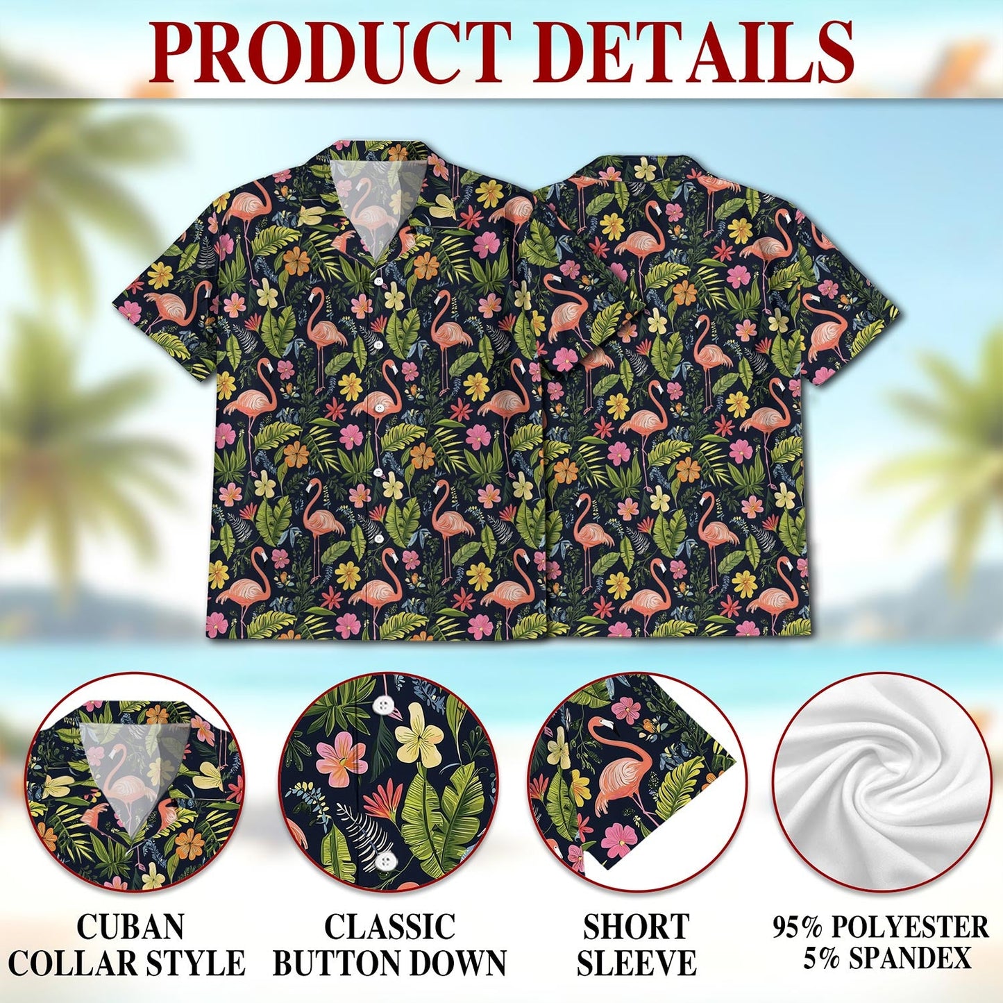 Flamingo Retreat Hawaiian Shirt for Men, Button Down Aloha Shirt - Azhawaiian