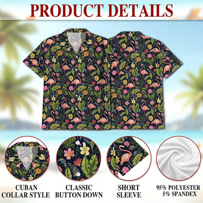 Flamingo Retreat Hawaiian Shirt for Men, Button Down Aloha Shirt - Azhawaiian