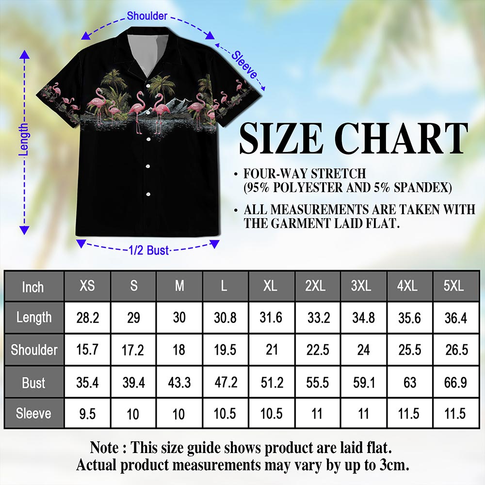 Flamingos Black Hawaiian Shirt for Men, Button Down Aloha Shirt - Azhawaiian