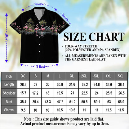 Flamingos Black Hawaiian Shirt for Men, Button Down Aloha Shirt - Azhawaiian