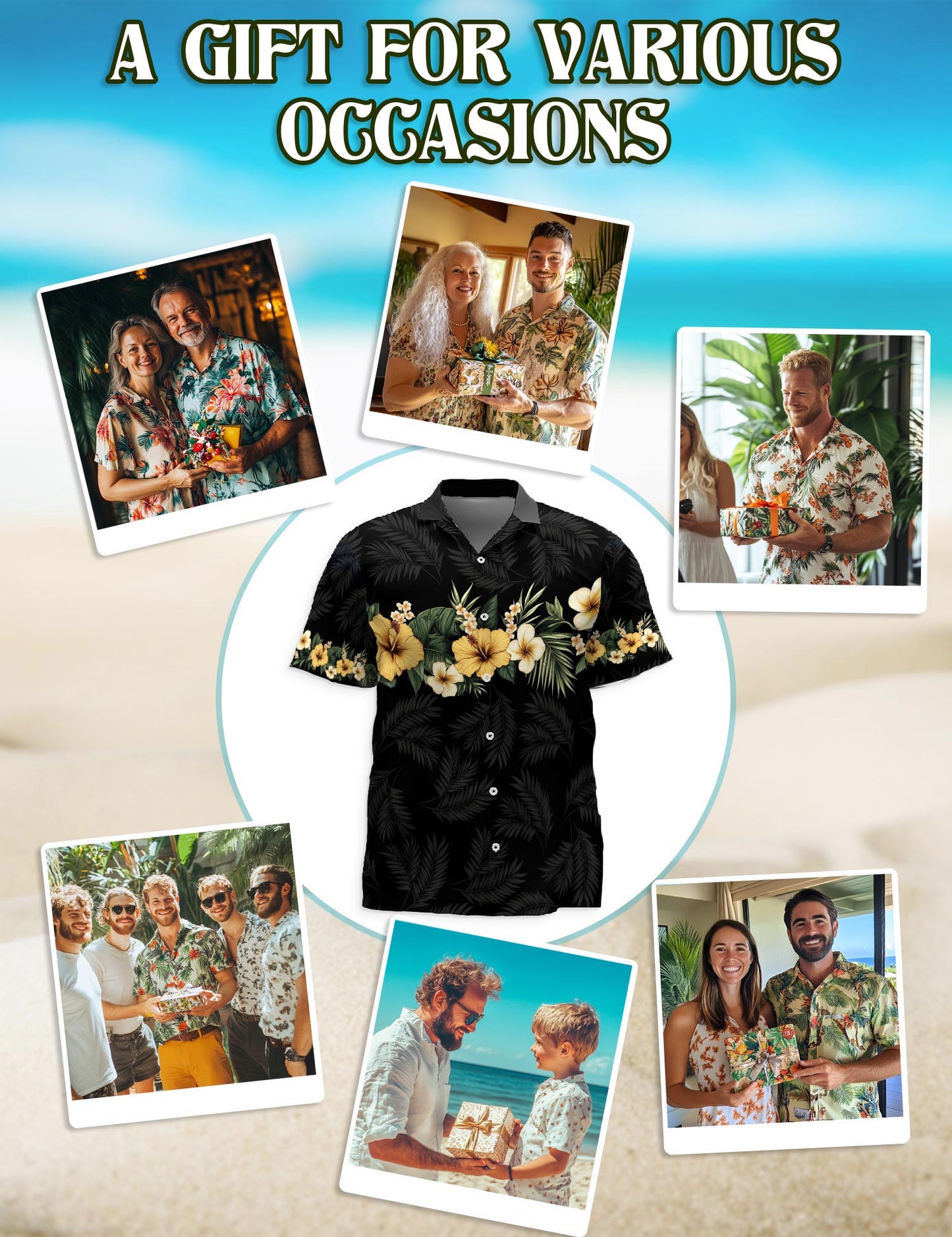 Floral Black Hawaiian Shirt for Men, Button Down Aloha Shirt - Azhawaiian
