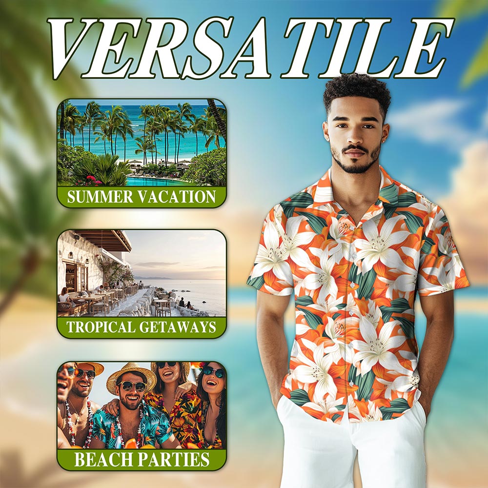 Floral Hawaiian Shirt for Men, Button Down Aloha Shirt - Azhawaiian