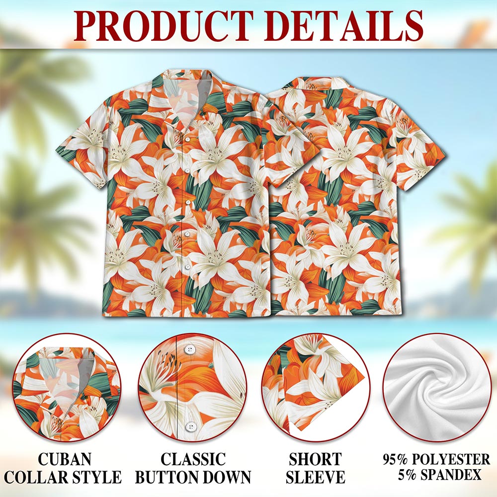 Floral Hawaiian Shirt for Men, Button Down Aloha Shirt - Azhawaiian