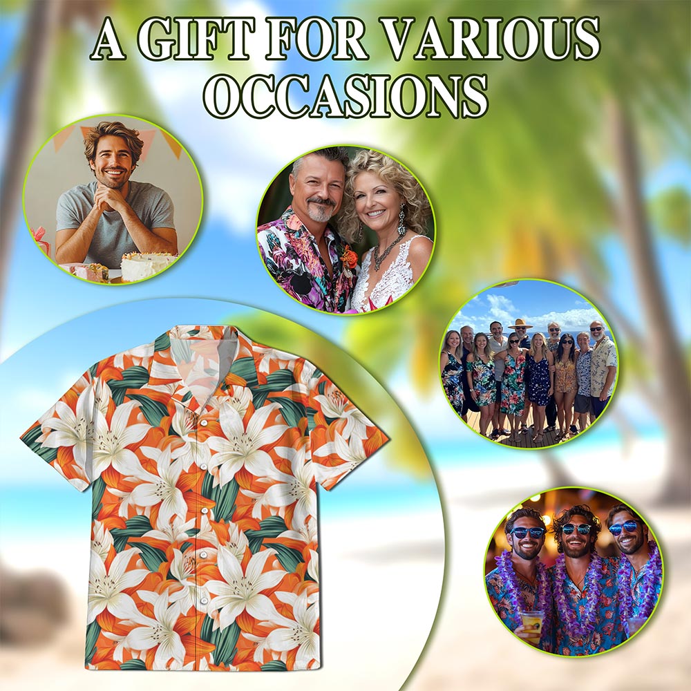 Floral Hawaiian Shirt for Men, Button Down Aloha Shirt - Azhawaiian