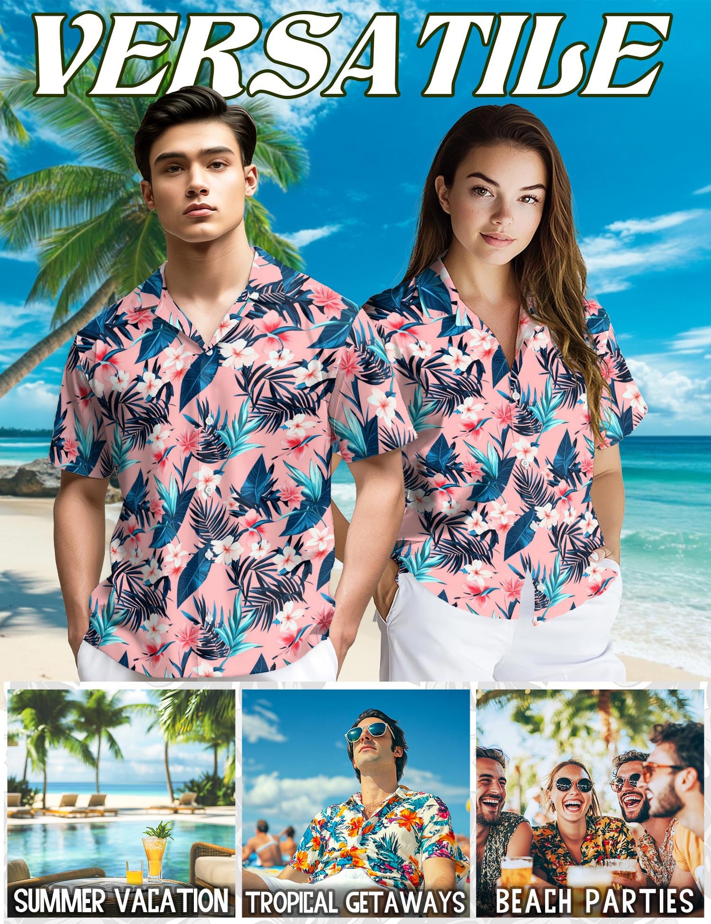 Floral Hawaiian Shirt for Men, Button Down Aloha Shirt - Azhawaiian