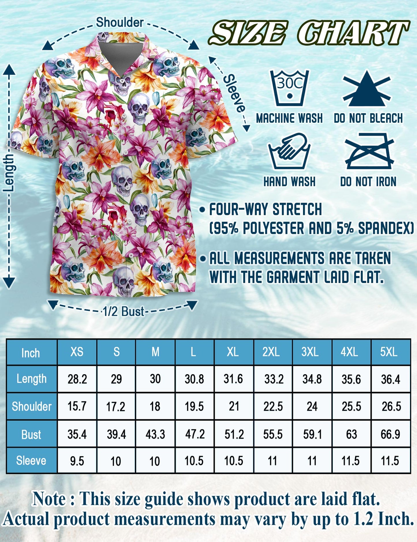 Floral Skull Hawaiian Shirt for Men, Button Down Aloha Shirt - Azhawaiian