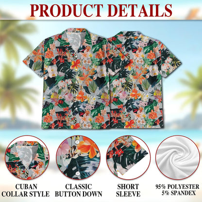 Flower Ephemera Hawaiian Shirt for Men, Button Down Aloha Shirt - Azhawaiian