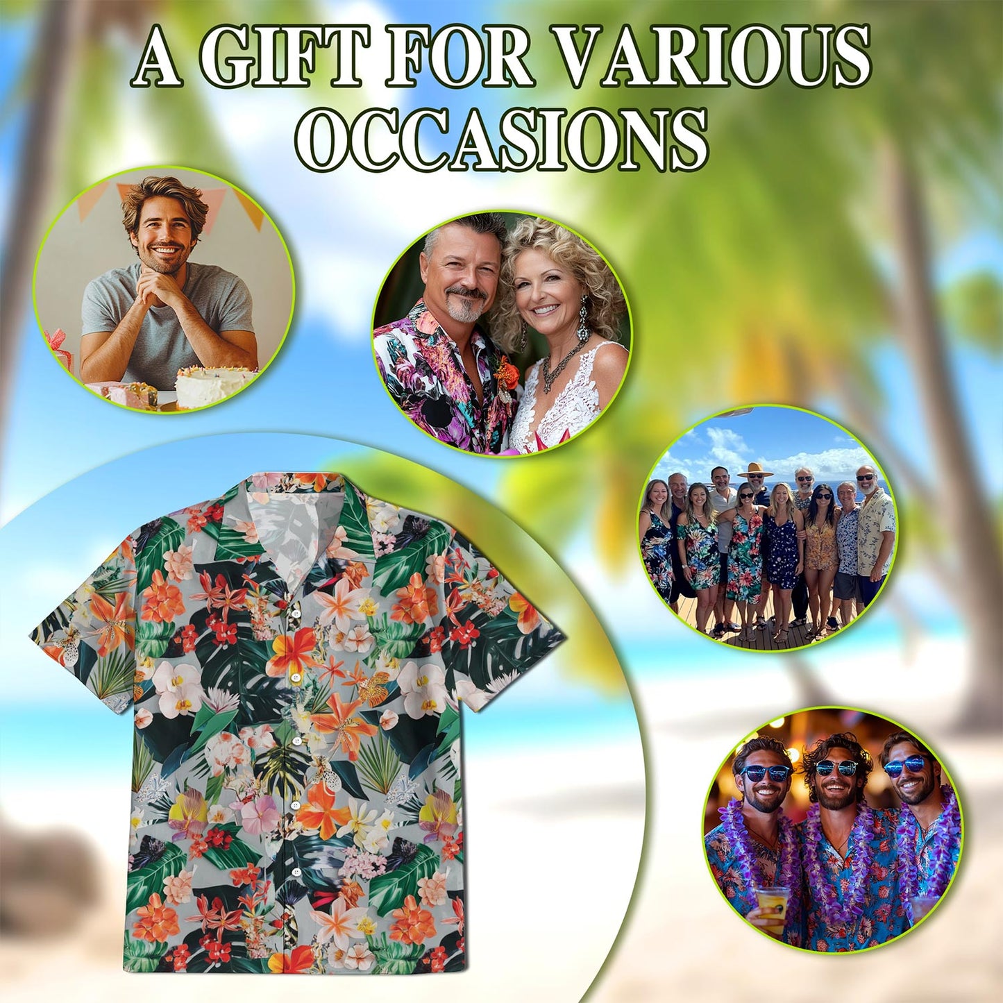 Flower Ephemera Hawaiian Shirt for Men, Button Down Aloha Shirt - Azhawaiian